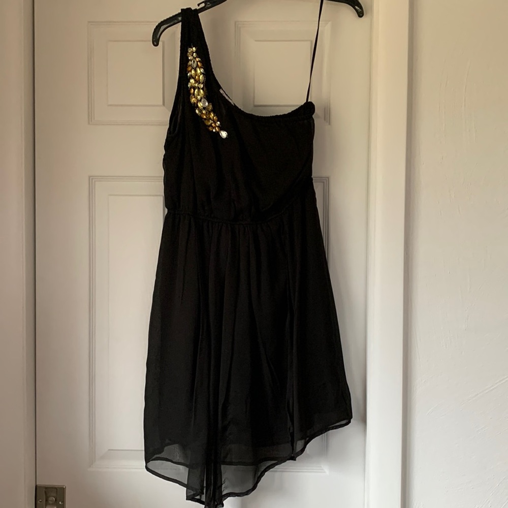 One shoulder, black, cocktail dress